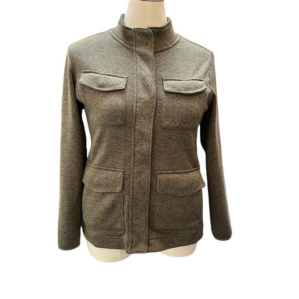 Eddie Bauer Women’s 2XL Olive Full Zip Fleece Jacket Military Style Coat